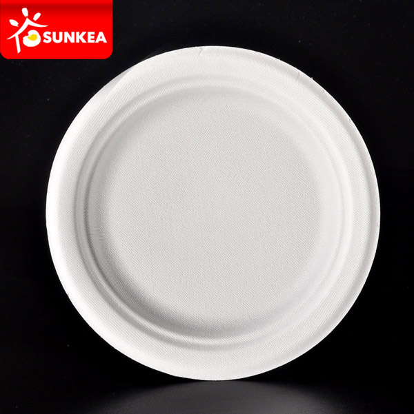 Compostable White Sugarcane Pulp / Bagasse Plate