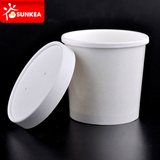 White Paperboard Soup Tub with Lid