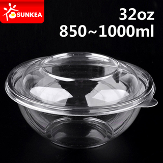 Disposable Clear Takeaway Plastic Salad Bowl with Lid