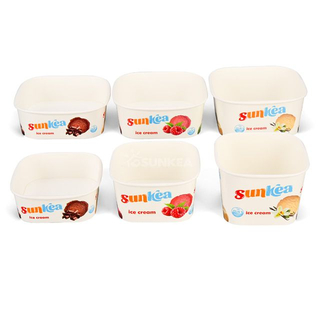 Square Ice Cream Bowl with Paper Lid