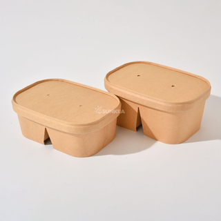 Two Compartmented Rectangular Paper Bowl