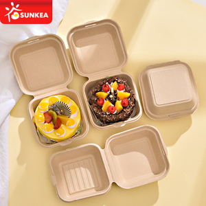 Compostable Eco friendly Clamshell Box Clamshell Packaging for Burger And Cake