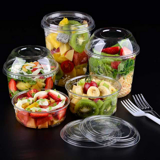 Fruit Salad PET Plastic Cup with Lid