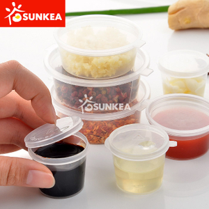 Transparent Disposable PP Plastic Sauce Cup with Hinged Lid