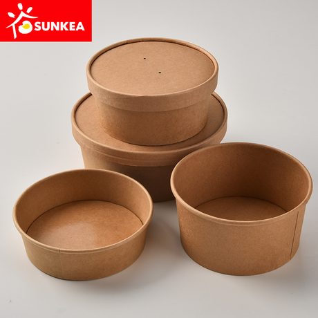 Biodegradable Eco friendly Kraft Salad Paper Bowl with Paper Lid