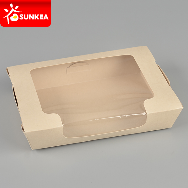 Bamboo fibre bamboo pulp paper salad box with 1 window
