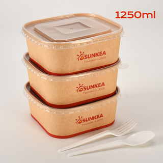 1250ml Square Salad Paper Bowl