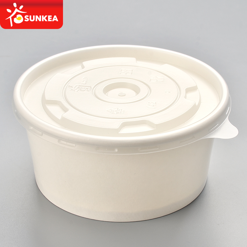 Disposable short paper soup cup with paper lid