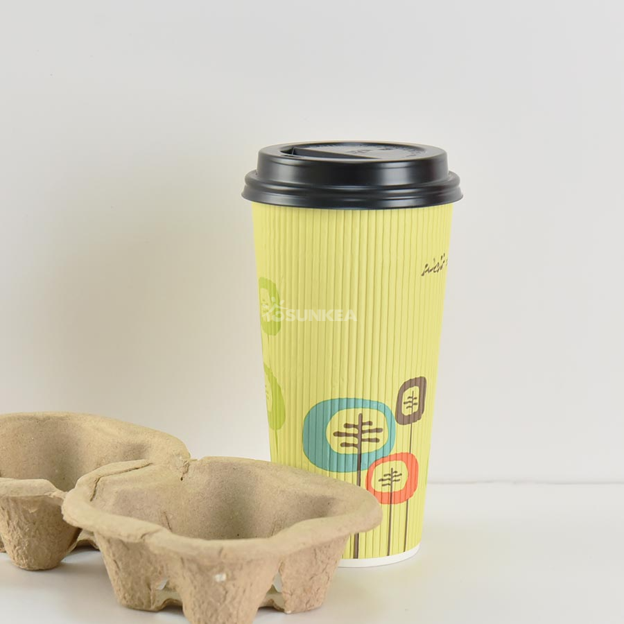 Eco-friendly Insulated Rippled Double Wall Paper Hot Coffee Cups