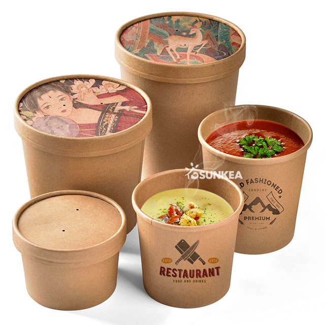 Disposable Custom Printed Paper Sushi Food Tray with Plastic Lid