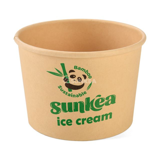 Bamboo Pulp Ice Cream Cup with Clear Lid