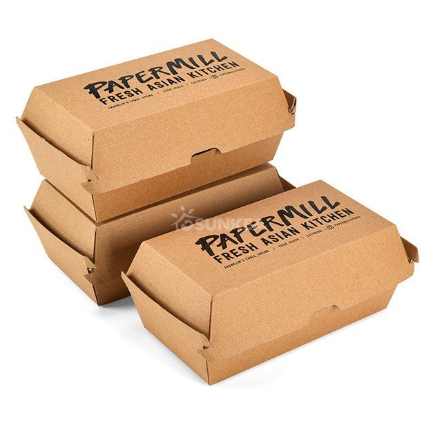 Printed F-flute Corrugated Two Burger Box 
