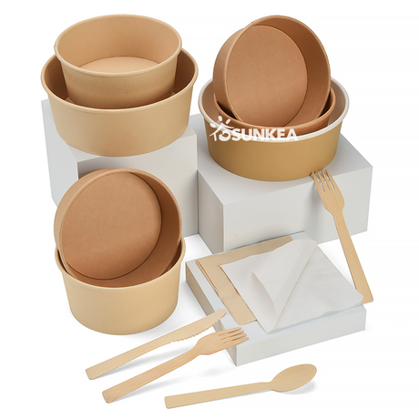 Custom Printed Kraft Paper Salad Bowl with Lid - Buy Paper Bowl, Paper ...