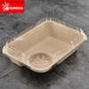 2 compartment biodegradable wheat straw pulp food box with lid