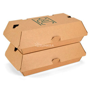 Printed F-flute Corrugated Two Burger Box 