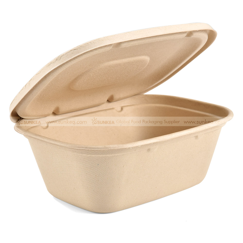 Biodegradable compostable pulp packaging box for salad