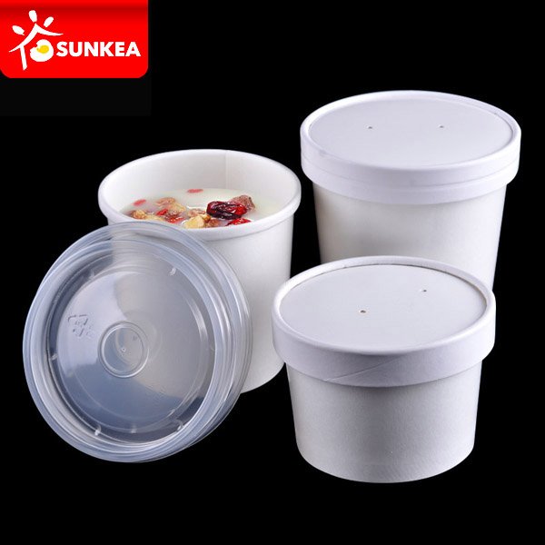 White Paper Kraft Hot Soup Cup with Lid
