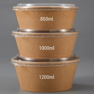 Biogradable Kraft Paper C-type Salad Bowl with Lid