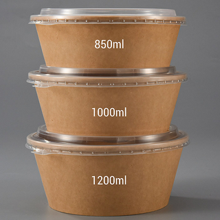 Biogradable Kraft Paper C-type Salad Bowl with Lid