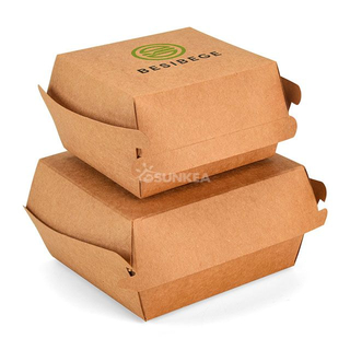 Printed Single Wall Kraft Hamburger Box