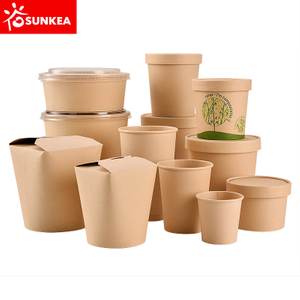 Bamboo fiber paper salad bowl with plastic lid