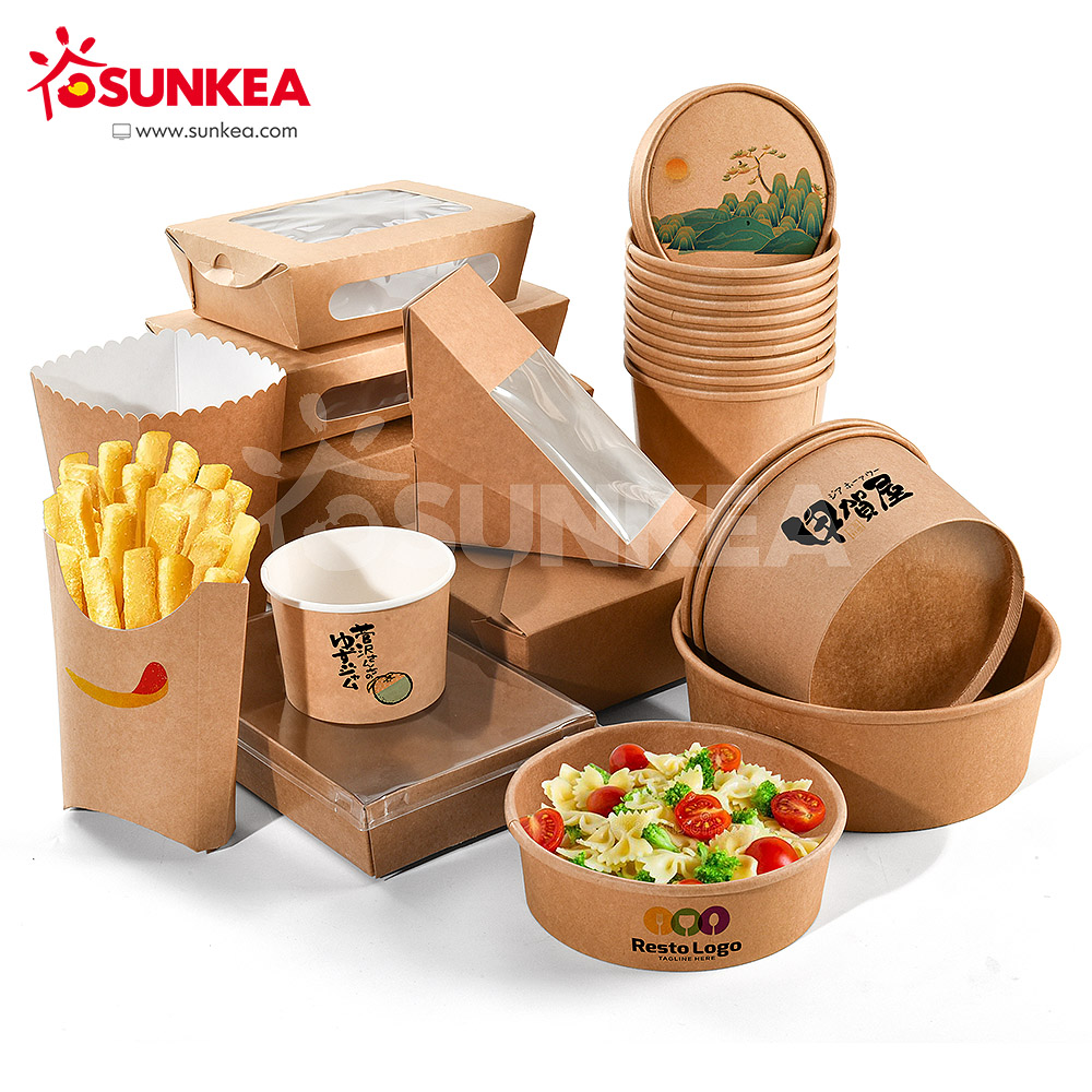 Food Container Custom Printed Multi-Size Disposable Paper Salad