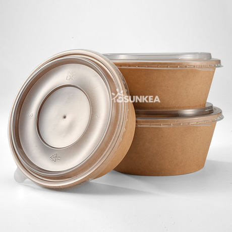 Custom Printed Kraft Paper Salad Bowl with Lid - Buy Paper Bowl, Paper Salad  Bowl, Salad bowl Product on Food Packaging - Shanghai SUNKEA Packaging Co.,  Ltd.